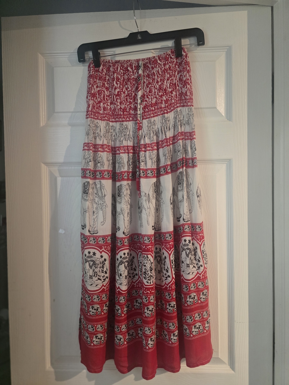 Elephant Print Convertible Maxi Skirt Strapless Dress One Size 100% Rayon Boho
